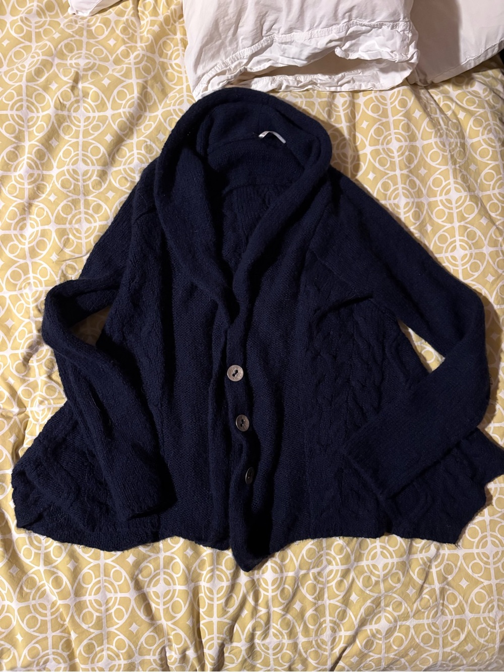 Free People Navy Blue Chunky Knit Button Cardigan - Picture 2 of 5